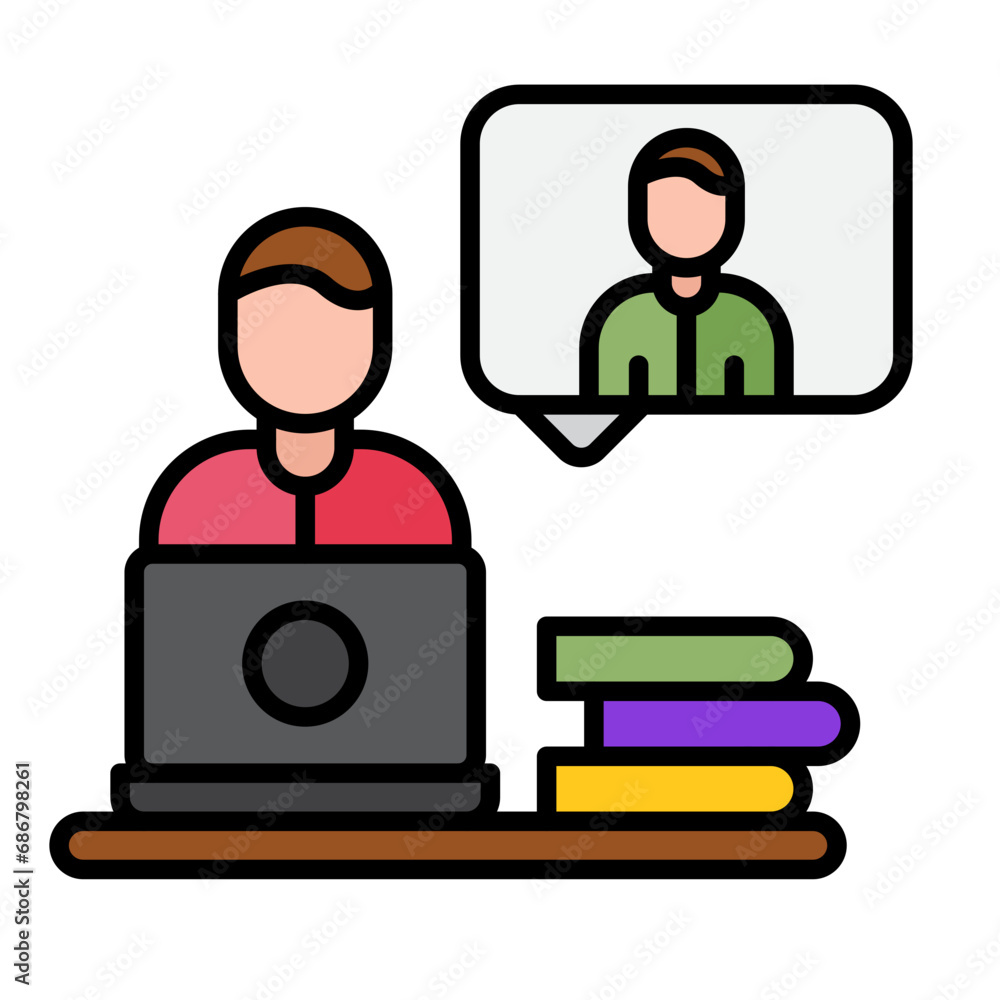 Online Meeting Flat Multicolor Icon Online Meeting Flat Multicolor Icon
