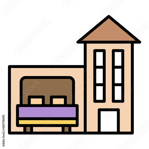 Accommodation Flat Multicolor Icon