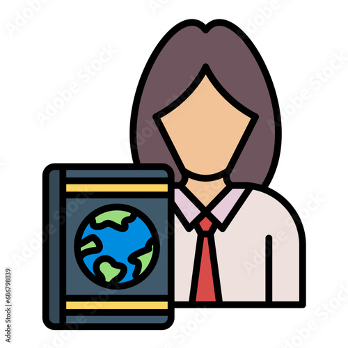 Travel Agent Female Flat Multicolor Icon