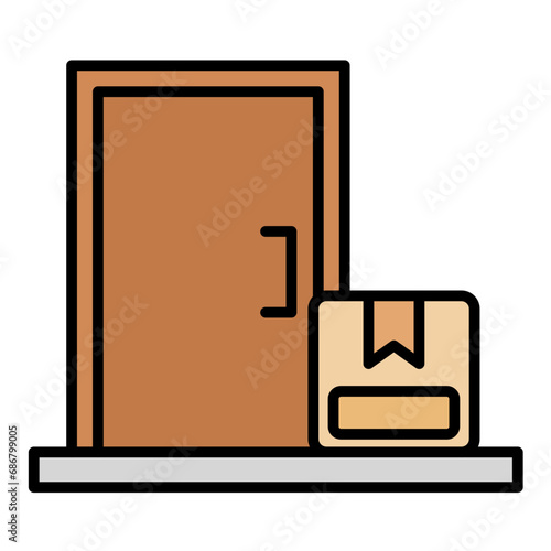 Delivery On Doorstep Flat Multicolor Icon