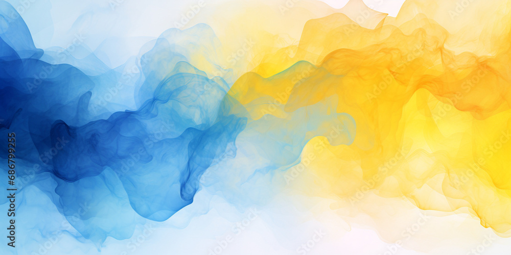 Abstract blue yellow watercolor background. For banner and poster. Ukrainian watercolor backdrop with soft blur effect. Ukraine flag colors. Watercolor abstract wallpaper. - obrazy, fototapety, plakaty 