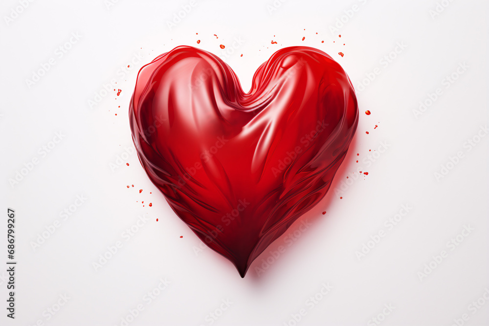 A isolated scarlet heart shape on a pristine backdrop. A isolated scarlet heart shape on a pristine backdrop.