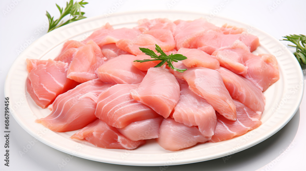Isolated plated Poultry Meat Steaks (Chicken Breast Fillet) on White. Isolated plated Poultry Meat Steaks (Chicken Breast Fillet) on White.