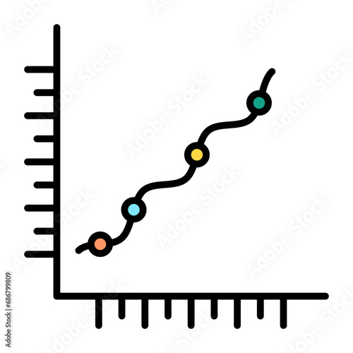 Marked Scatter With Smooth Lines Flat Multicolor Icon