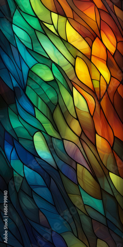 Texture Of Multi-Colored Stained Glass For Wallpaper Created Using Artificial Intelligence