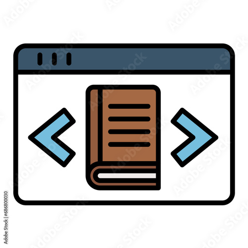 Ebook Bookstore Flat Multicolor Icon