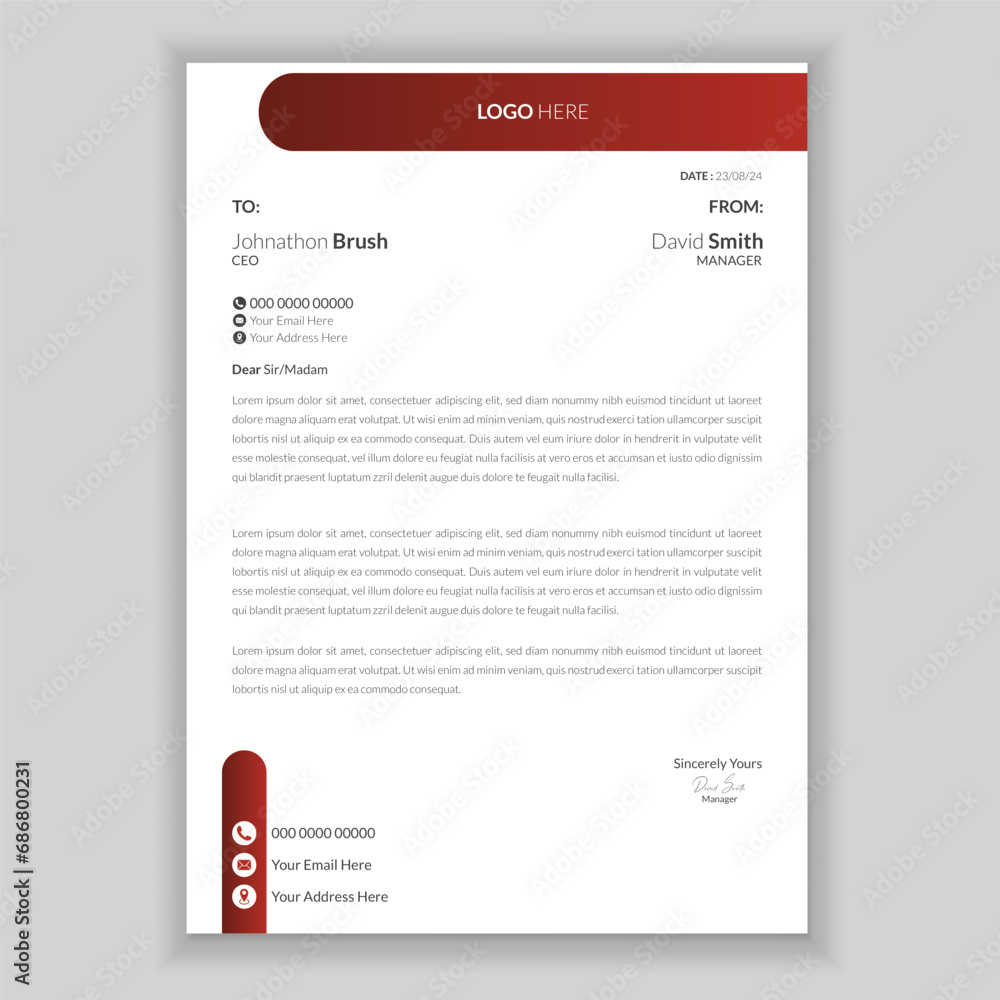 Letterhead template in Abstract style design.
Letterhead template in Abstract style design.