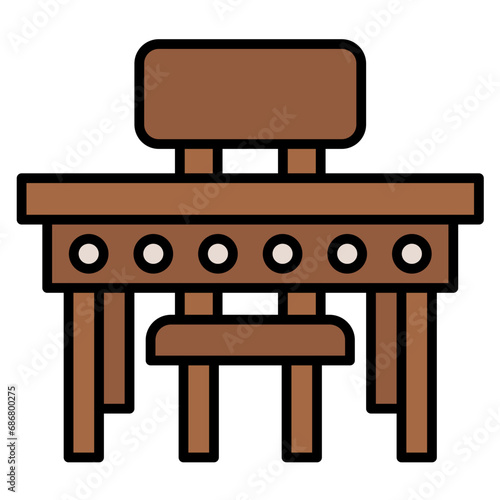 Student Desk Flat Multicolor Icon