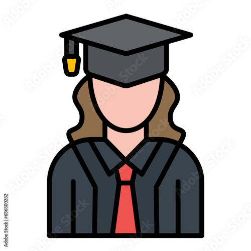 Student Female Flat Multicolor Icon