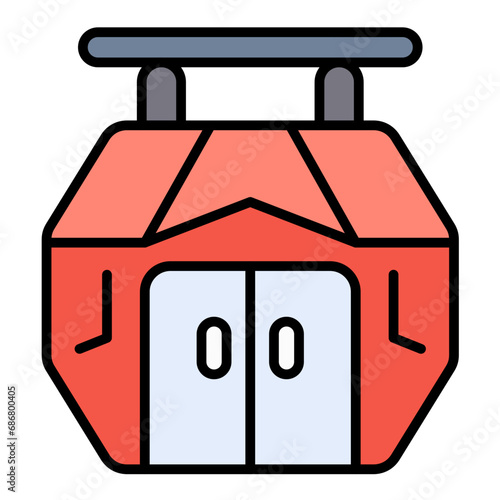 Cable Car Cabin Flat Multicolor Icon