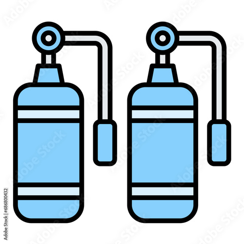 Diving Tank Flat Multicolor Icon