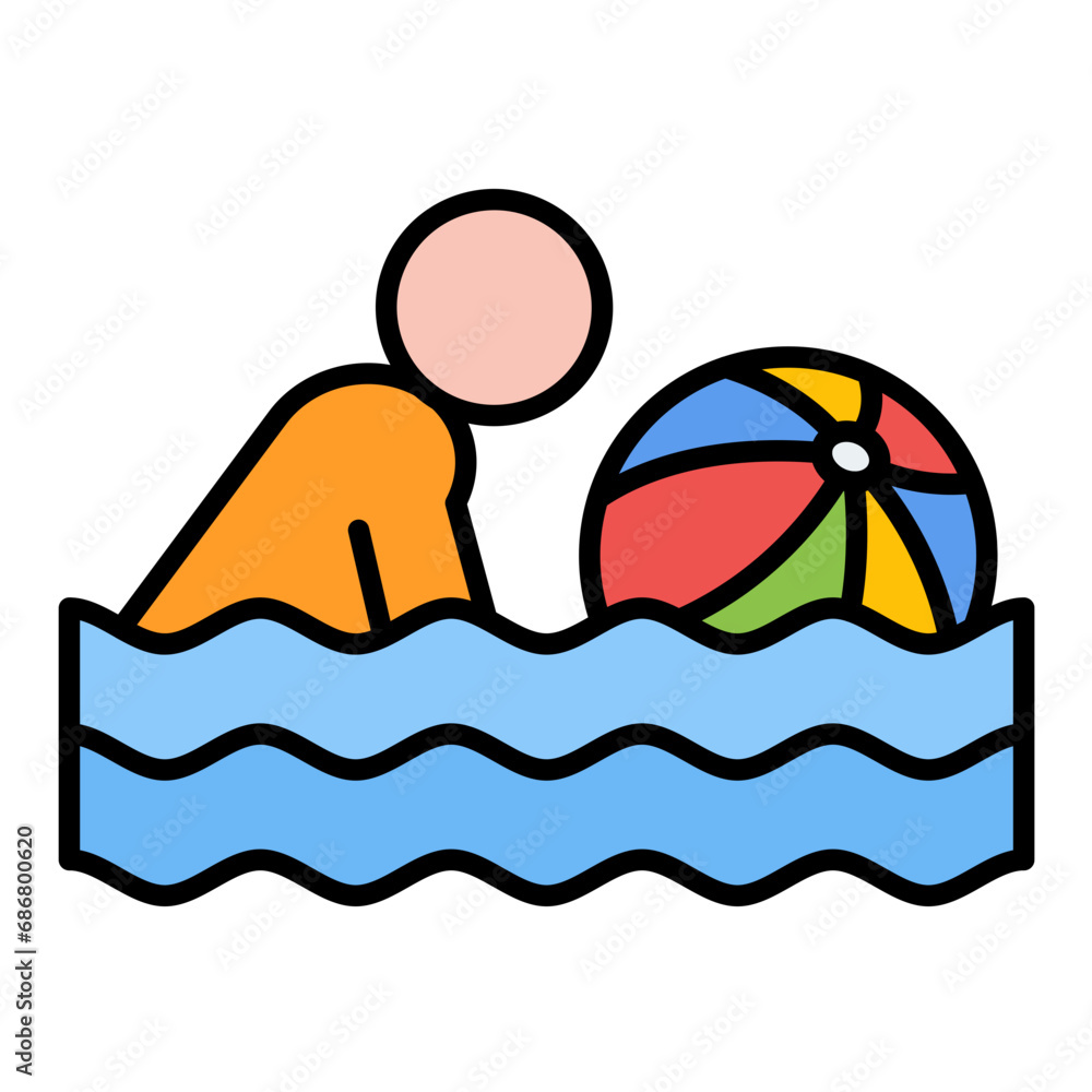 Swimming Flat Multicolor Icon Swimming Flat Multicolor Icon