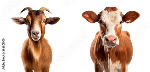 isolated cow and goat, PNG