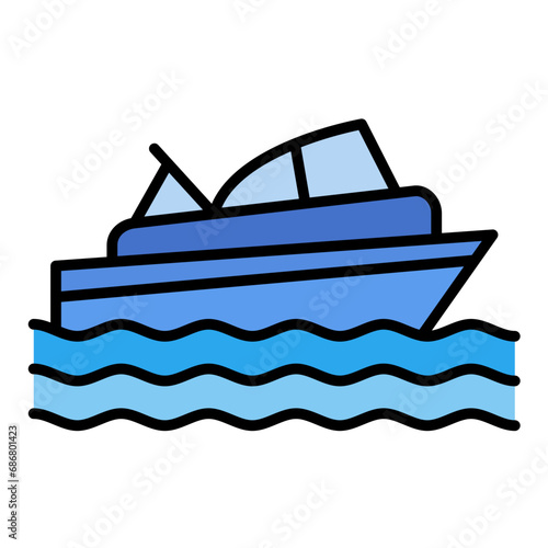 Powerboat Racing Flat Multicolor Icon