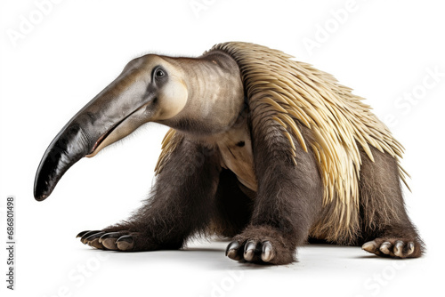 Giant anteater (Myrmecophaga tridactyla) on white background