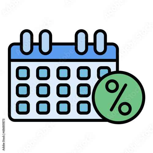 Annual Percentage Rate Flat Multicolor Icon