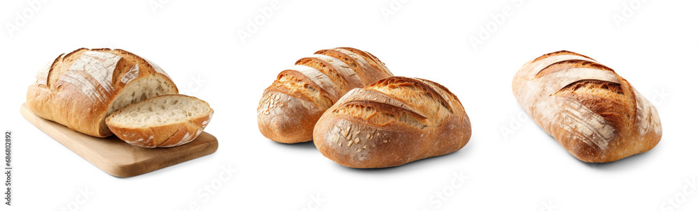 set of isolated loaves of bread