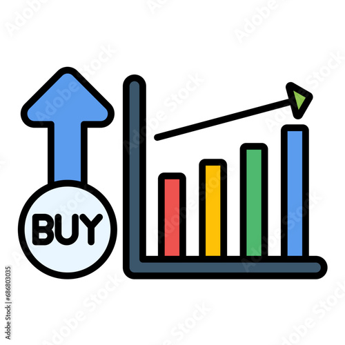 Buy Stocks Flat Multicolor Icon