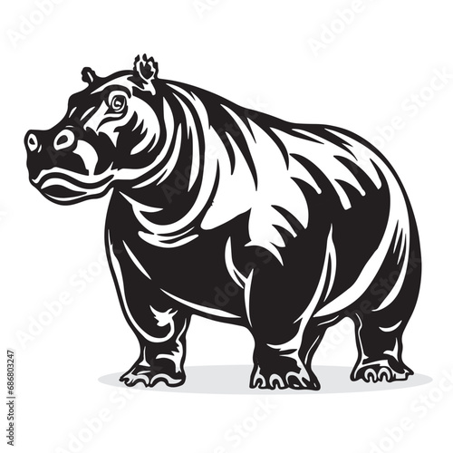 Hippopotamus silhouettes and icons. black flat color simple elegant Hippopotamus animal vector and illustration.