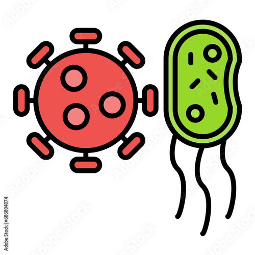 Bacteria And Virus Flat Multicolor Icon