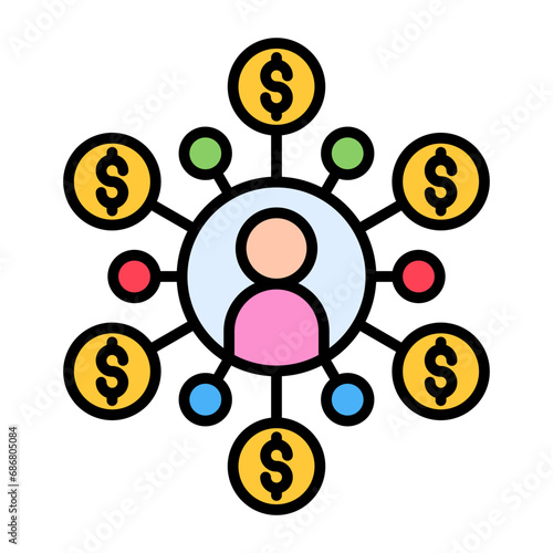 Affiliate Marketing Flat Multicolor Icon