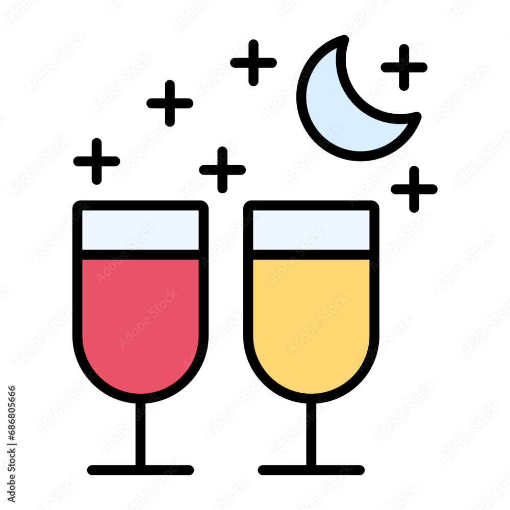 Nightlife Flat Multicolor Icon Nightlife Flat Multicolor Icon