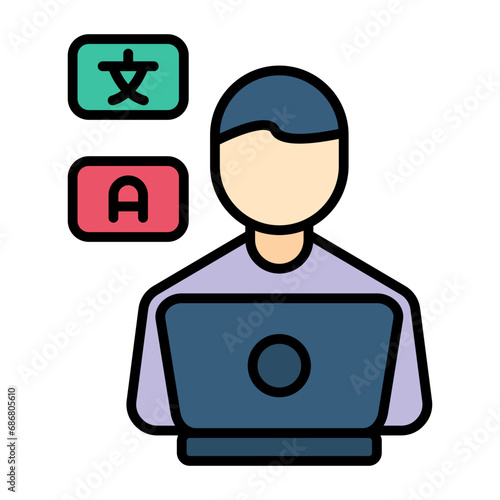 Freelance Translator Flat Multicolor Icon