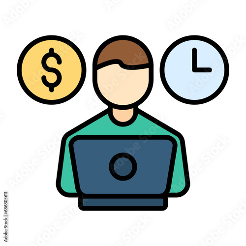 Freelancing Flat Multicolor Icon