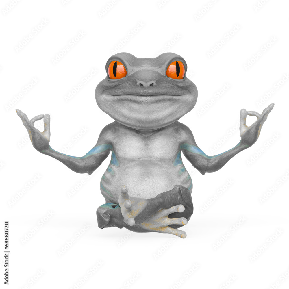 little frog cartoon is floating in yoga pose little frog cartoon is floating in yoga pose