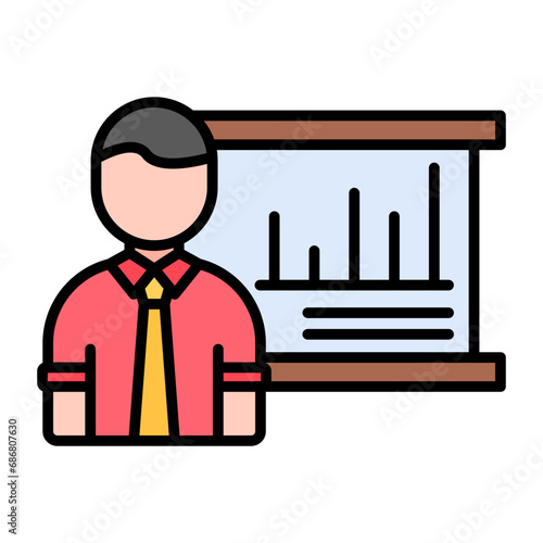 Employee Data Flat Multicolor Icon