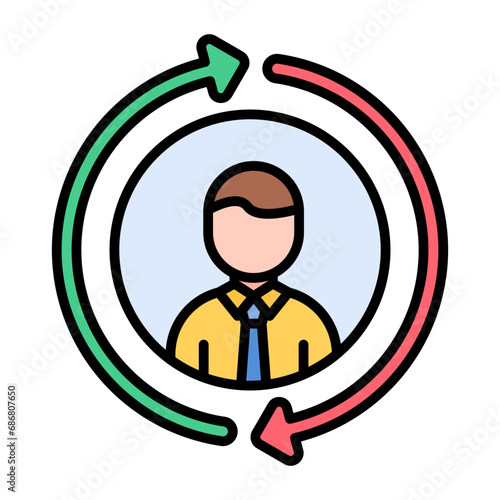Employee Turnover Flat Multicolor Icon
