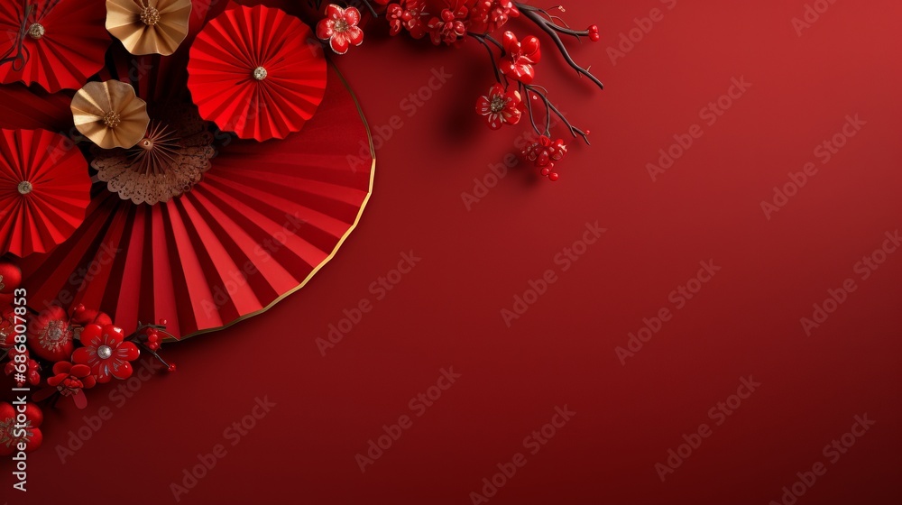 A background for chinese new year 2024 that includes a lantern and a frame made of chinese gold coins.