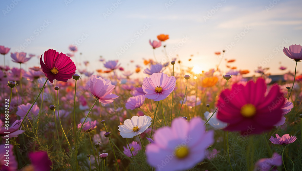 Vibrant Wildflowers on Picturesque Meadow Scene, a Symphony of Colors and Nature's Beauty. A Flourishing Landscape Capturing the Essence of Tranquility and the Cycle of Renewal in the Great Outdoors Vibrant Wildflowers on Picturesque Meadow Scene, a Symphony of Colors and Nature's Beauty. A Flourishing Landscape Capturing the Essence of Tranquility and the Cycle of Renewal in the Great Outdoors