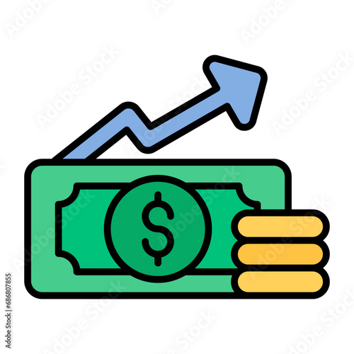 Salary Raise Flat Multicolor Icon