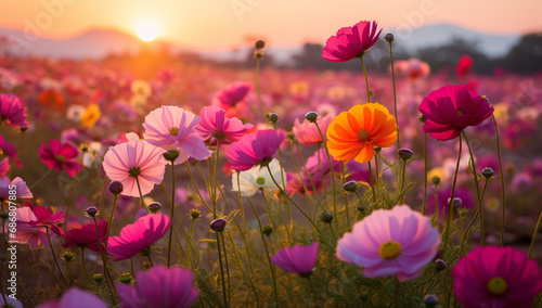 Vibrant Wildflowers on Picturesque Meadow Scene, a Symphony of Colors and Nature's Beauty. A Flourishing Landscape Capturing the Essence of Tranquility and the Cycle of Renewal in the Great Outdoors © Nii_Anna
