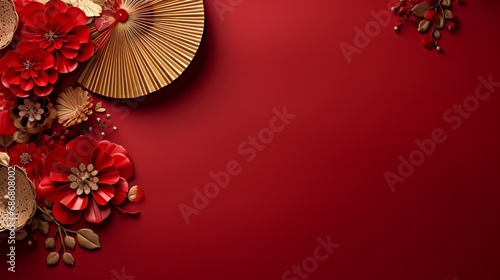A background for chinese new year 2024 that includes a lantern and a frame made of chinese gold coins.