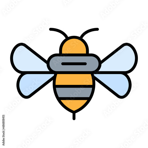 Bee Flat Multicolor Icon