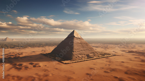 Aerial photography of the Great Pyramids of Giza, Egypt tourism concept.