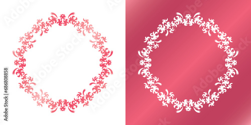 素材_フレームのセット_春をイメージしたピンクの飾り枠。シンプルで高級感のある囲みのデザイン。字無