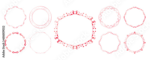 素材_フレームのセット_春をイメージしたピンクの飾り枠。シンプルで高級感のある囲みのデザイン。字無