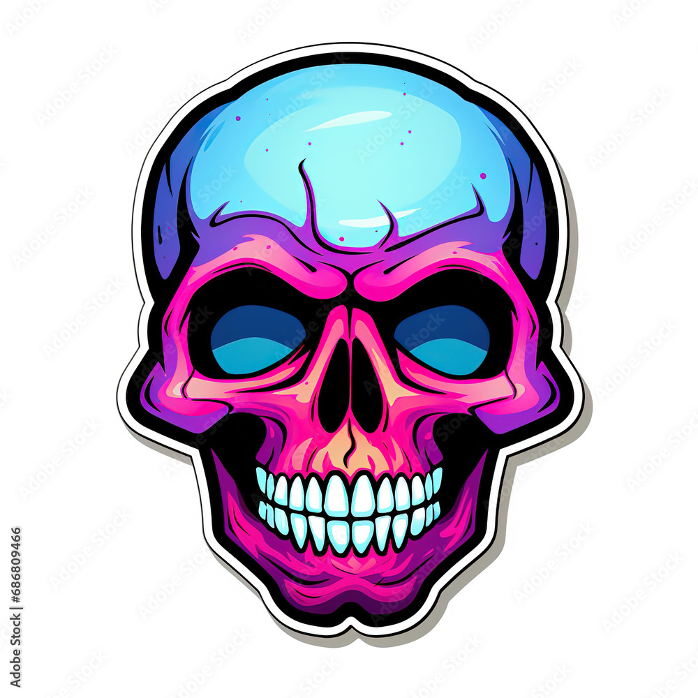 Skull sticker art, generative ai Skull sticker art, generative ai