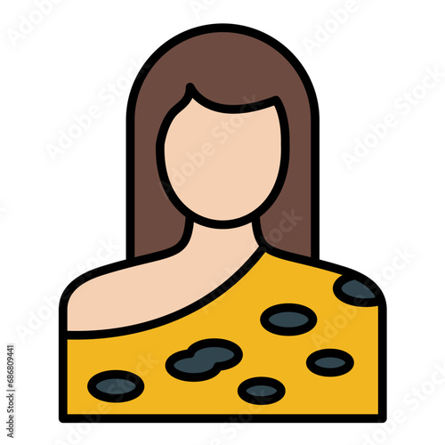 Cavewoman Flat Multicolor Icon