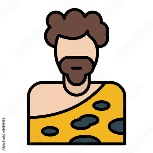 Caveman Flat Multicolor Icon