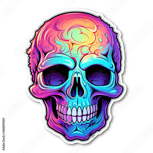 Skull sticker art, generative ai 