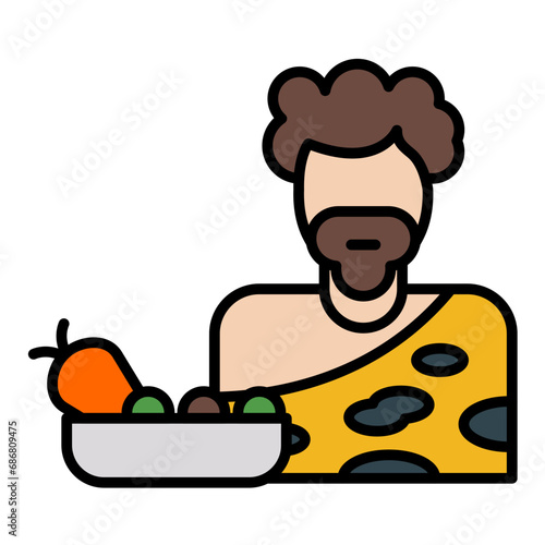 Gatherer Male Flat Multicolor Icon