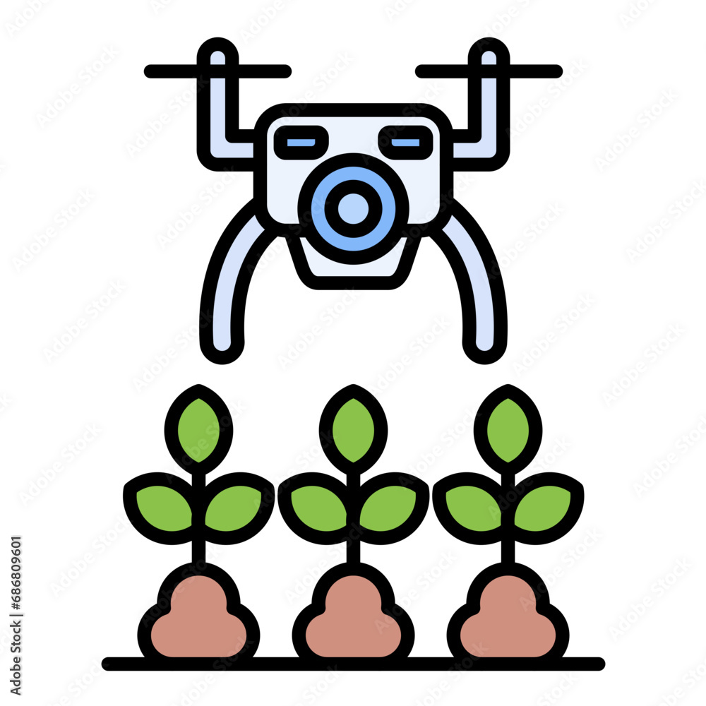 Agricultural Drones Flat Multicolor Icon