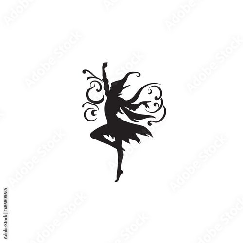 Christmas Elf Dancing Silhouette: Whimsical Dance Moves of an Elf Portrayed in Black Vector Christmas Elf Dancing 