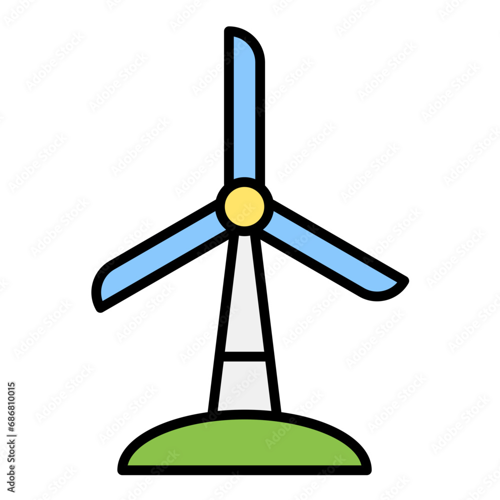 Wind Turbine Flat Multicolor Icon Wind Turbine Flat Multicolor Icon