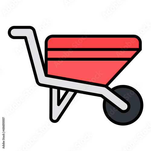 Wheelbarrow Flat Multicolor Icon