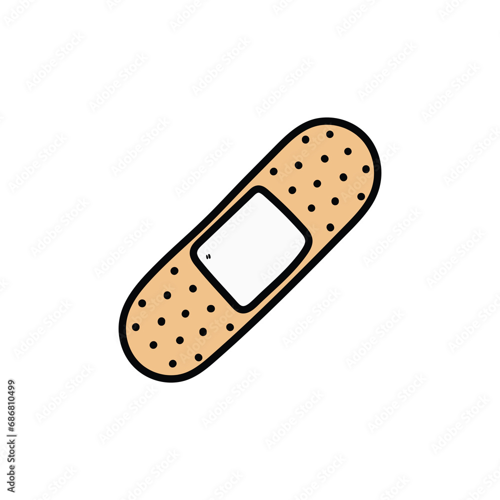 A hand-drawn doodle bandage on a white background.